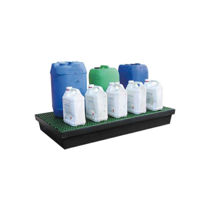 BAC DE RETENTION PEHD NOIR 90 litres avec CAILLEBOTIS