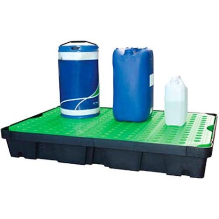 BAC DE RETENTION PEHD NOIR 100 L avec CAILLEBOTIS