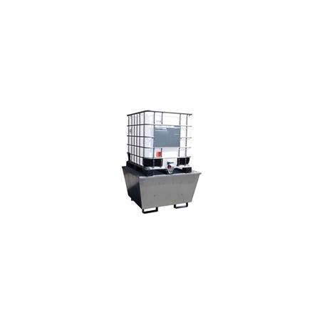 BAC DE RETENTION PEHD + CAILLEBOTIS GALVANISE 1000L ou 4 FUTS