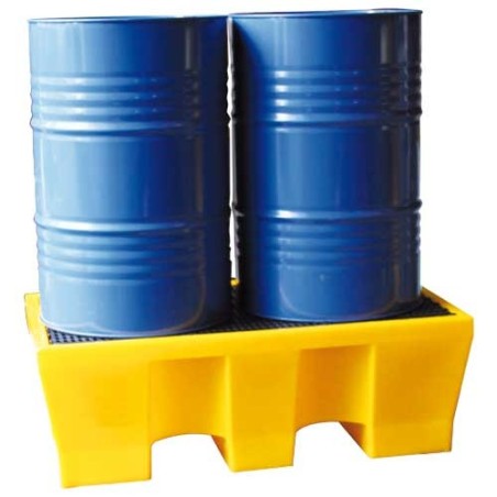 BAC DE RETENTION PEHD + CAILLEBOTIS PLASTIQUE pour 2 FUTS
